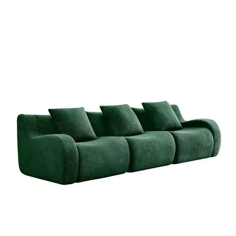 Canapé modulable moderne avec accoudoir incurvé, tissu bouclette, 3 places, assise profonde Cloud Sofa pour salon et chambre à coucher, aucun assemblage requis-Panipeachy