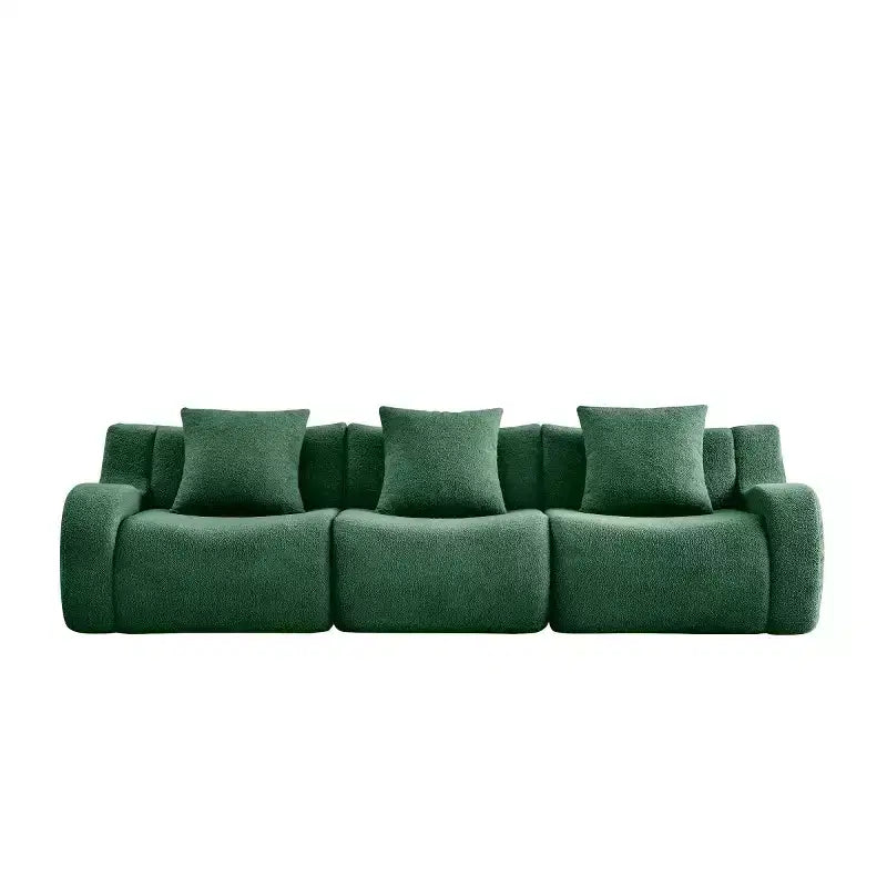 Canapé modulable moderne avec accoudoir incurvé, tissu bouclette, 3 places, assise profonde Cloud Sofa pour salon et chambre à coucher, aucun assemblage requis-Panipeachy