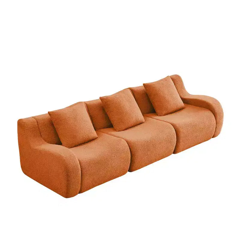 Canapé modulable moderne avec accoudoir incurvé, tissu bouclette, 3 places, assise profonde Cloud Sofa pour salon et chambre à coucher, aucun assemblage requis-Panipeachy
