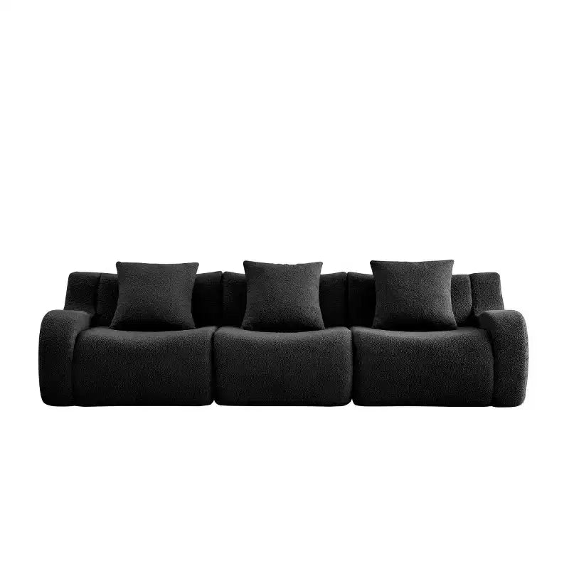 Canapé modulable moderne avec accoudoir incurvé, tissu bouclette, 3 places, assise profonde Cloud Sofa pour salon et chambre à coucher, aucun assemblage requis-Panipeachy