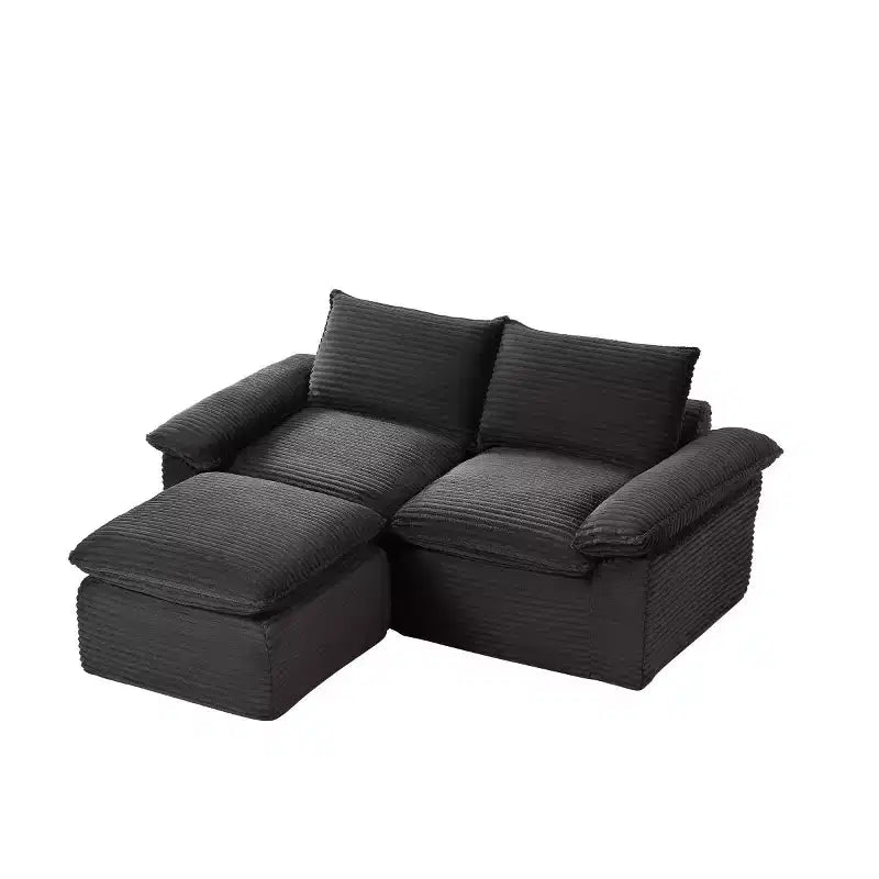 Canapé Modulable avec Ottoman, Causeuse en Velours Côtelé, Petit Canapé Sectionnel Moderne Nuage pour Salon & Chambre-Panipeachy