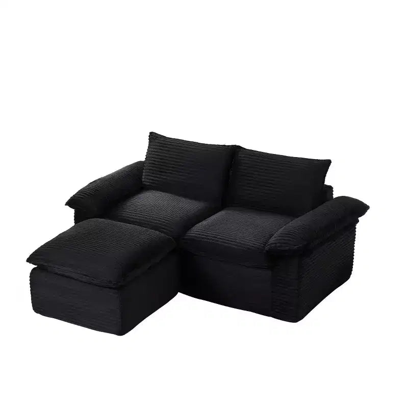 Canapé Modulable avec Ottoman, Causeuse en Velours Côtelé, Petit Canapé Sectionnel Moderne Nuage pour Salon & Chambre-Panipeachy