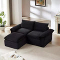 Modular Sectional Sofa with Ottoman, Corduroy Loveseat Sofa, Modern Small Cloud Sectional Sofa for Living Room & Bedroom-Panipeachy