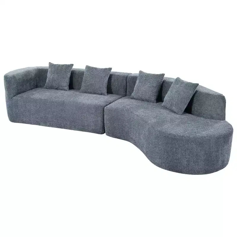 Canapé Sectionnel Modulable Incurvé 132 avec méridienne, Canapé Modulable en Chenille, Canapé Sectionnel Moderne pour Salon et Chambre-Panipeachy