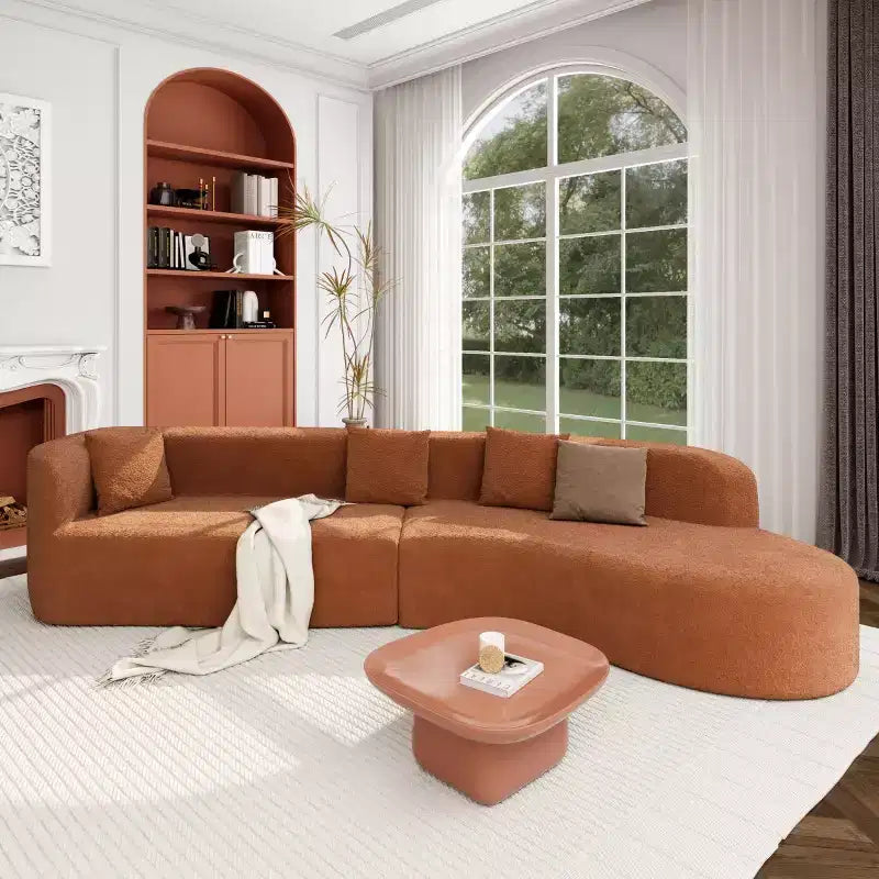 Canapé Sectionnel Modulable Incurvé 132 avec méridienne, Canapé Modulable en Chenille, Canapé Sectionnel Moderne pour Salon et Chambre-Panipeachy