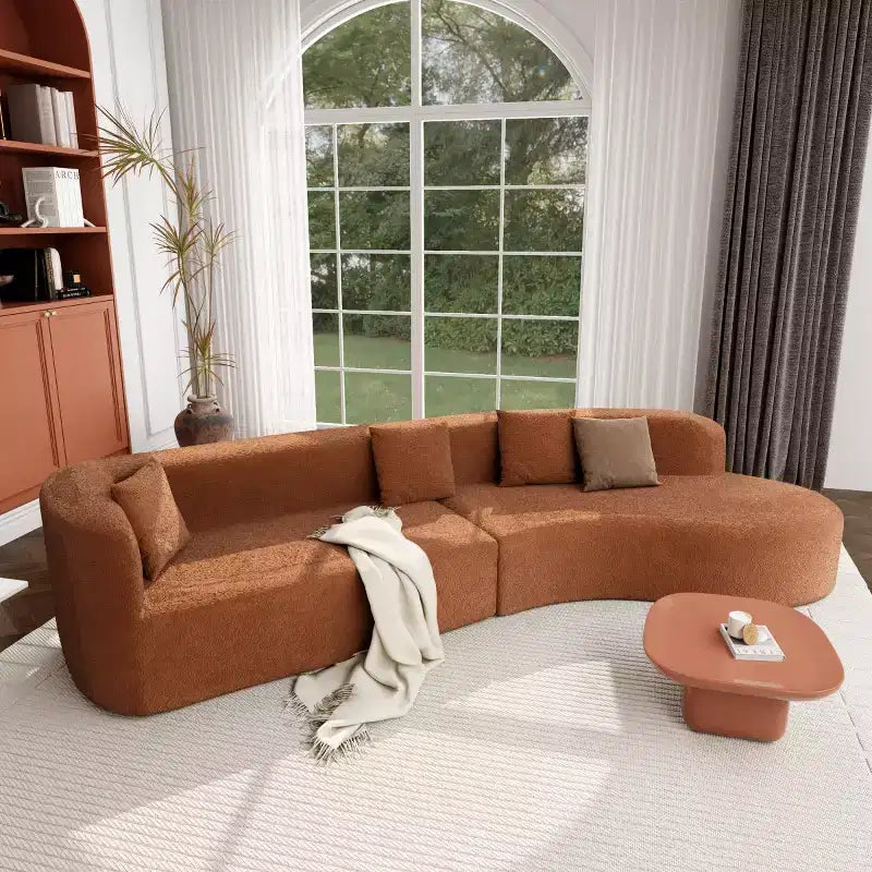 Canapé Sectionnel Modulable Incurvé 132 avec méridienne, Canapé Modulable en Chenille, Canapé Sectionnel Moderne pour Salon et Chambre-Panipeachy