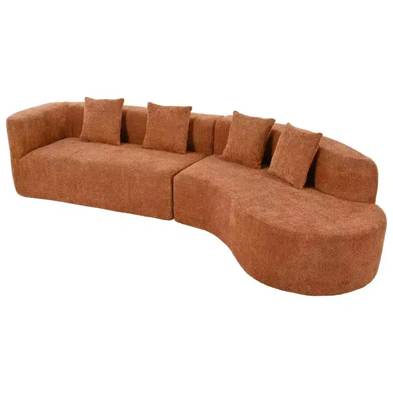 Canapé Sectionnel Modulable Incurvé 132 avec méridienne, Canapé Modulable en Chenille, Canapé Sectionnel Moderne pour Salon et Chambre-Panipeachy