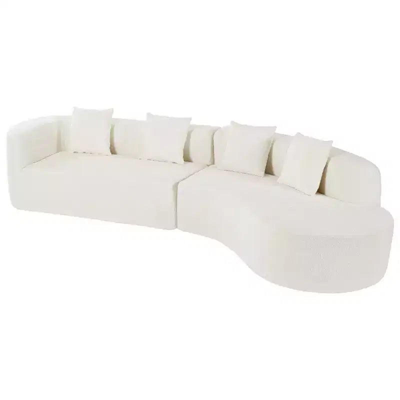 Canapé Sectionnel Modulable Incurvé 132 avec méridienne, Canapé Modulable en Chenille, Canapé Sectionnel Moderne pour Salon et Chambre-Panipeachy