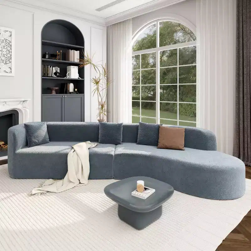 Canapé Sectionnel Modulable Incurvé 132 avec méridienne, Canapé Modulable en Chenille, Canapé Sectionnel Moderne pour Salon et Chambre-Panipeachy
