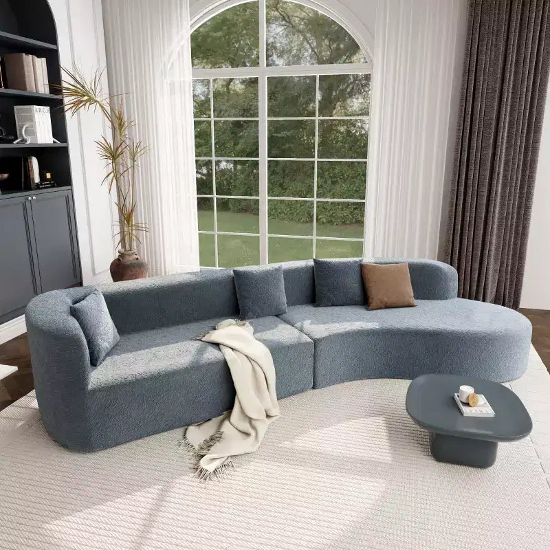 Canapé Sectionnel Modulable Incurvé 132 avec méridienne, Canapé Modulable en Chenille, Canapé Sectionnel Moderne pour Salon et Chambre-Panipeachy