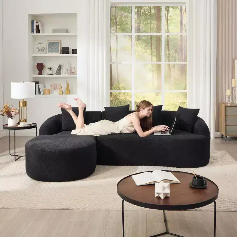 Canapé modulable en forme de L avec méridienne, canapé modulable en chenille, canapé modulable moderne pour salon et chambre - Panipeachy