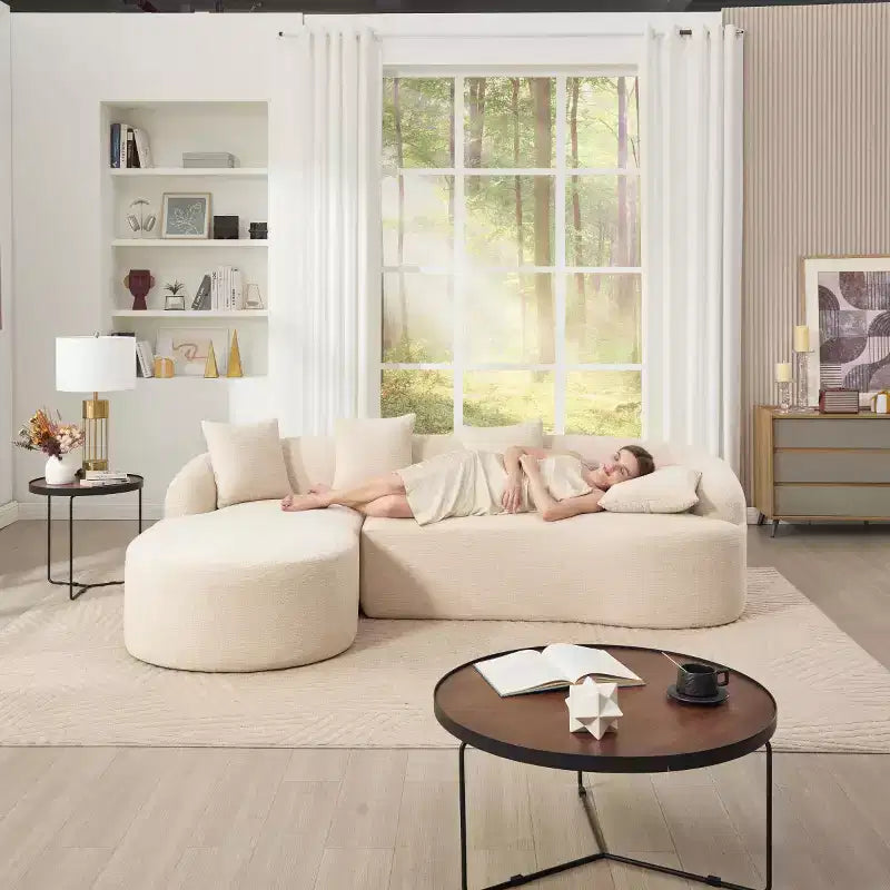 Canapé modulable en forme de L avec méridienne, canapé modulable en chenille, canapé modulable moderne pour salon et chambre - Panipeachy
