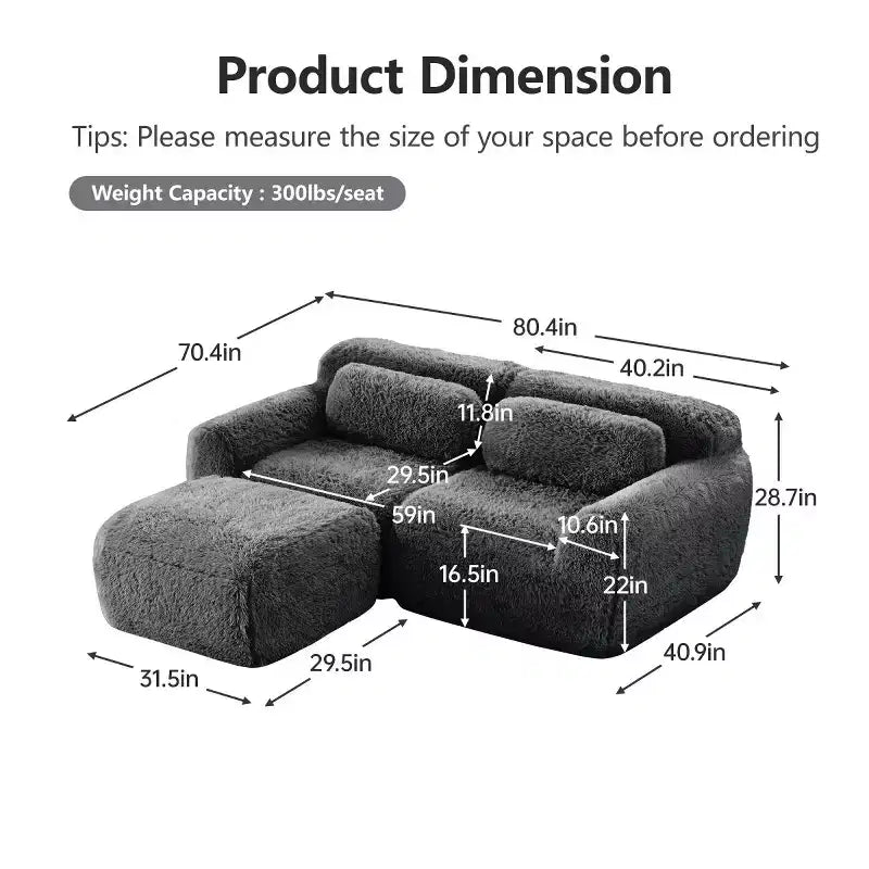 Canapé Sectionnel Modulable en Forme de L avec Ottoman, Mousse Haute Densité, Petit Canapé Sectionnel Moderne pour Salon et Chambre-Panipeachy