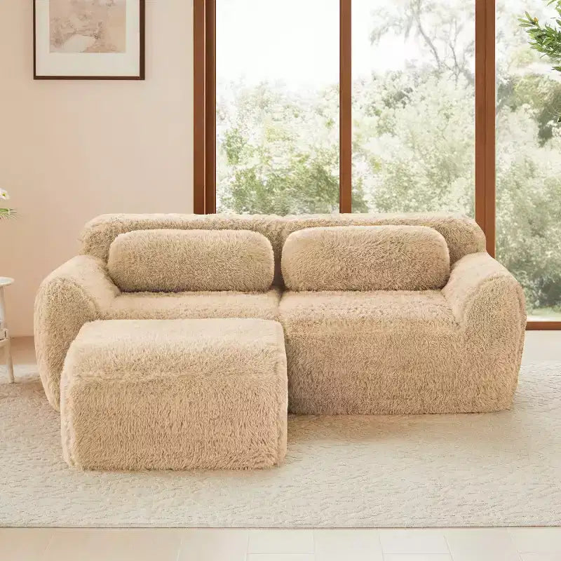 Canapé Sectionnel Modulable en Forme de L avec Ottoman, Mousse Haute Densité, Petit Canapé Sectionnel Moderne pour Salon et Chambre-Panipeachy