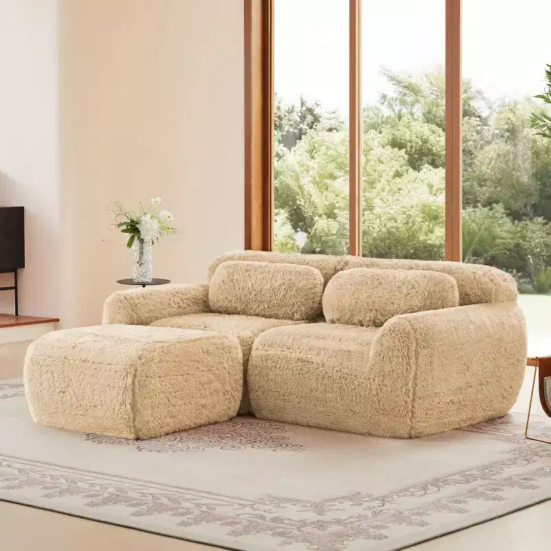 Canapé Sectionnel Modulable en Forme de L avec Ottoman, Mousse Haute Densité, Petit Canapé Sectionnel Moderne pour Salon et Chambre-Panipeachy
