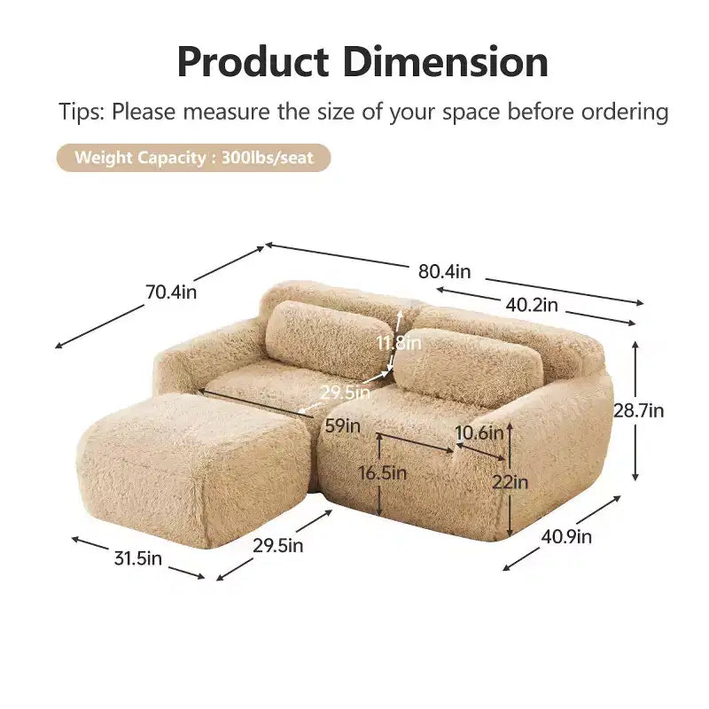 Canapé Sectionnel Modulable en Forme de L avec Ottoman, Mousse Haute Densité, Petit Canapé Sectionnel Moderne pour Salon et Chambre-Panipeachy