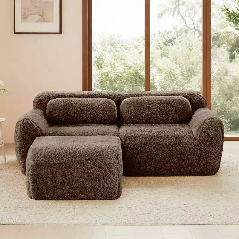 Canapé Sectionnel Modulable en Forme de L avec Ottoman, Mousse Haute Densité, Petit Canapé Sectionnel Moderne pour Salon et Chambre-Panipeachy