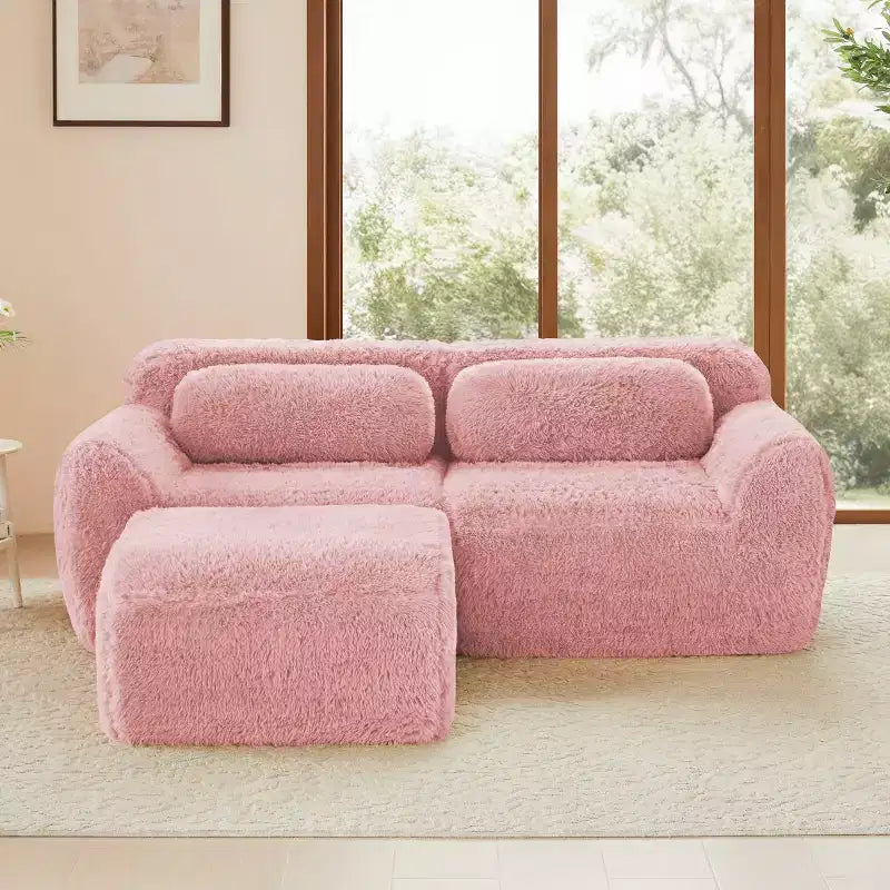 Canapé Sectionnel Modulable en Forme de L avec Ottoman, Mousse Haute Densité, Petit Canapé Sectionnel Moderne pour Salon et Chambre-Panipeachy