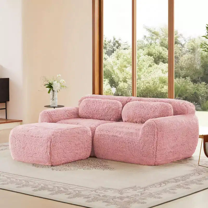 Canapé Sectionnel Modulable en Forme de L avec Ottoman, Mousse Haute Densité, Petit Canapé Sectionnel Moderne pour Salon et Chambre-Panipeachy