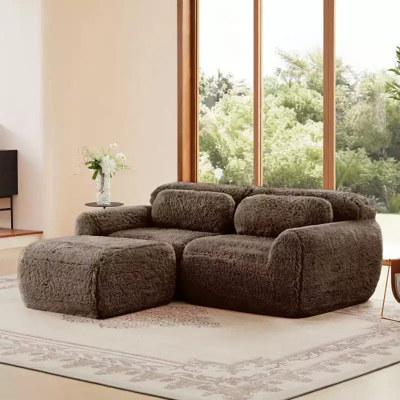 Canapé Sectionnel Modulable en Forme de L avec Ottoman, Mousse Haute Densité, Petit Canapé Sectionnel Moderne pour Salon et Chambre-Panipeachy
