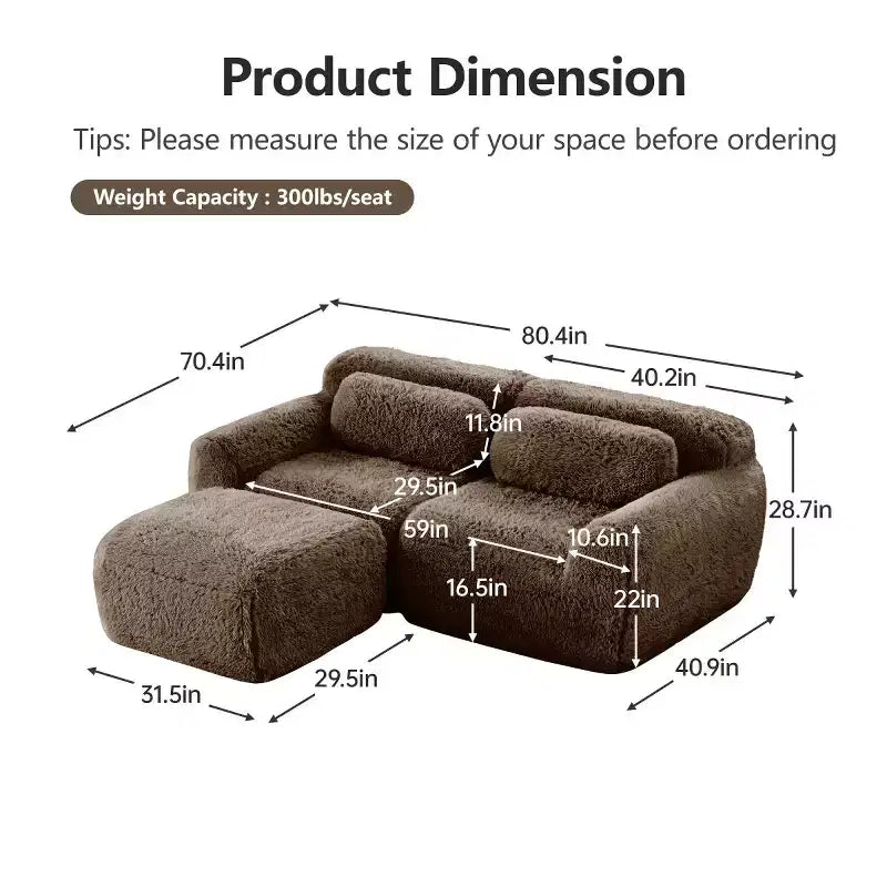 Canapé Sectionnel Modulable en Forme de L avec Ottoman, Mousse Haute Densité, Petit Canapé Sectionnel Moderne pour Salon et Chambre-Panipeachy