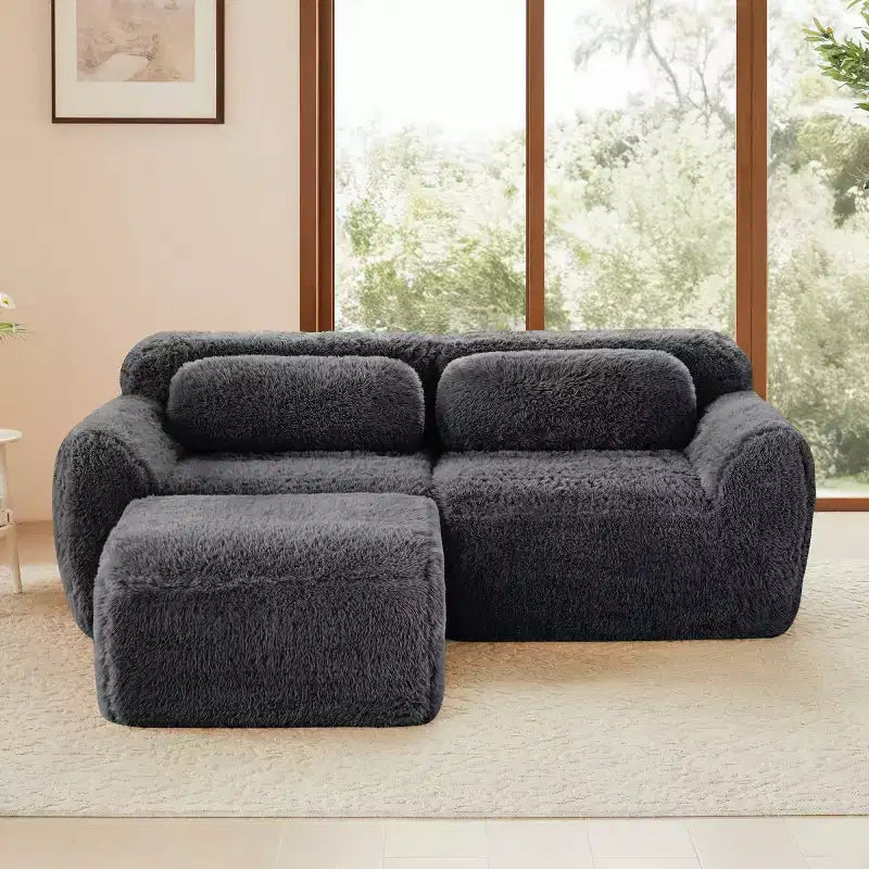 Canapé Sectionnel Modulable en Forme de L avec Ottoman, Mousse Haute Densité, Petit Canapé Sectionnel Moderne pour Salon et Chambre-Panipeachy