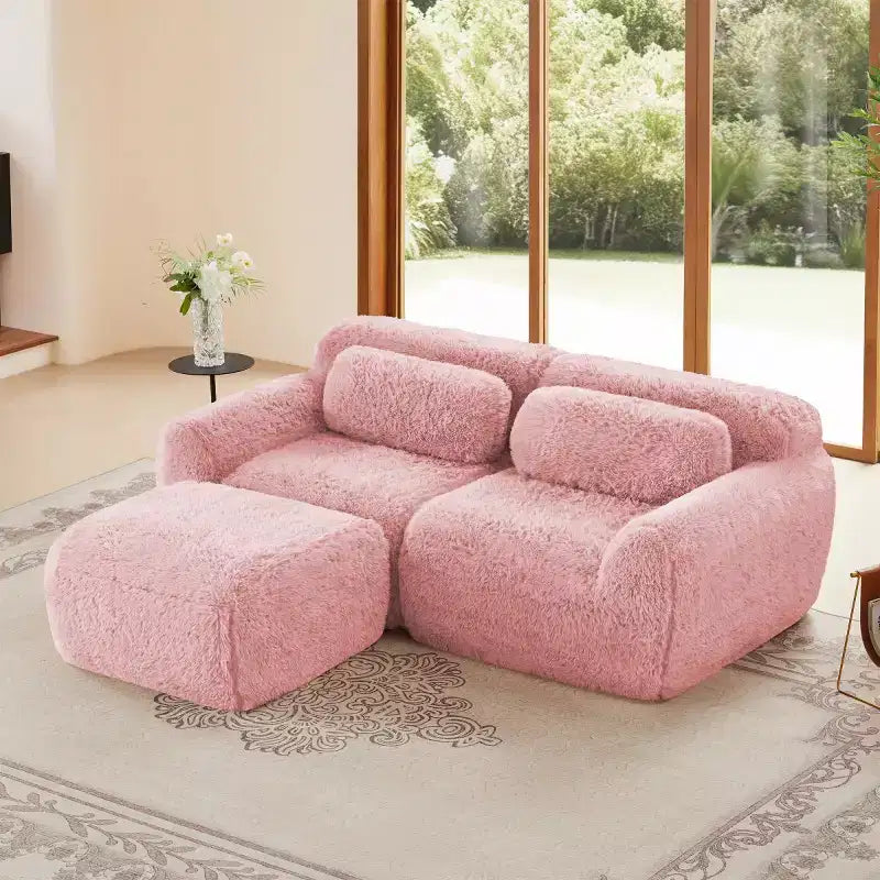 Canapé Sectionnel Modulable en Forme de L avec Ottoman, Mousse Haute Densité, Petit Canapé Sectionnel Moderne pour Salon et Chambre-Panipeachy