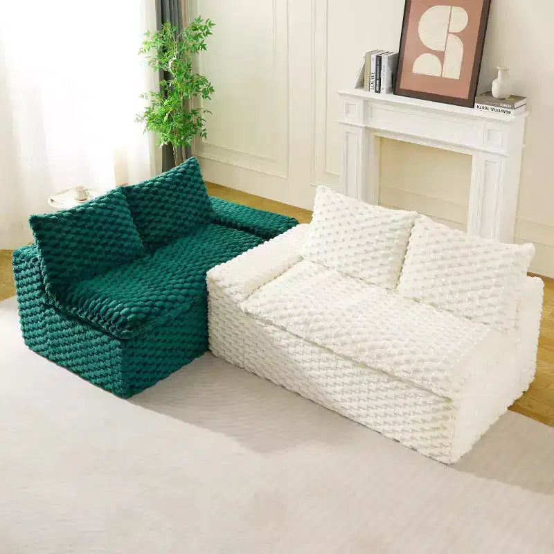 Canapé d'angle modulable moderne color-block, canapé nuage en velours tortue à assise profonde pour salon, chambre ou appartement - Panipeachy