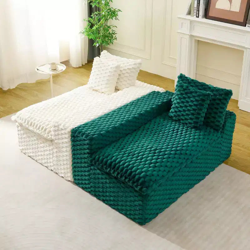 Canapé d'angle modulable moderne color-block, canapé nuage en velours tortue à assise profonde pour salon, chambre ou appartement - Panipeachy