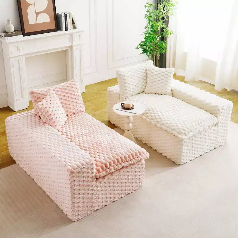 Canapé d'angle modulable moderne color-block, canapé nuage en velours tortue à assise profonde pour salon, chambre ou appartement - Panipeachy