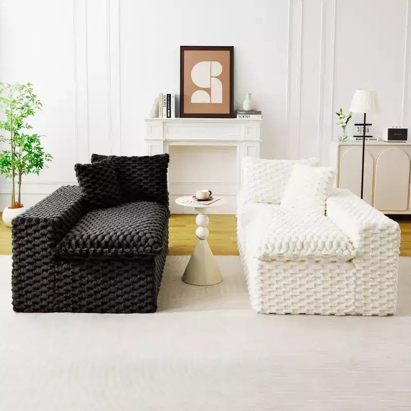Canapé d'angle modulable moderne color-block, canapé nuage en velours tortue à assise profonde pour salon, chambre ou appartement - Panipeachy