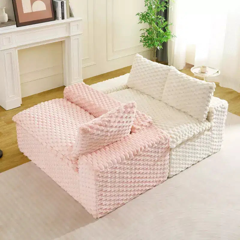 Canapé d'angle modulable moderne color-block, canapé nuage en velours tortue à assise profonde pour salon, chambre ou appartement - Panipeachy