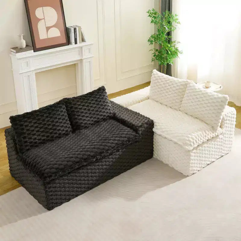 Canapé d'angle modulable moderne color-block, canapé nuage en velours tortue à assise profonde pour salon, chambre ou appartement - Panipeachy