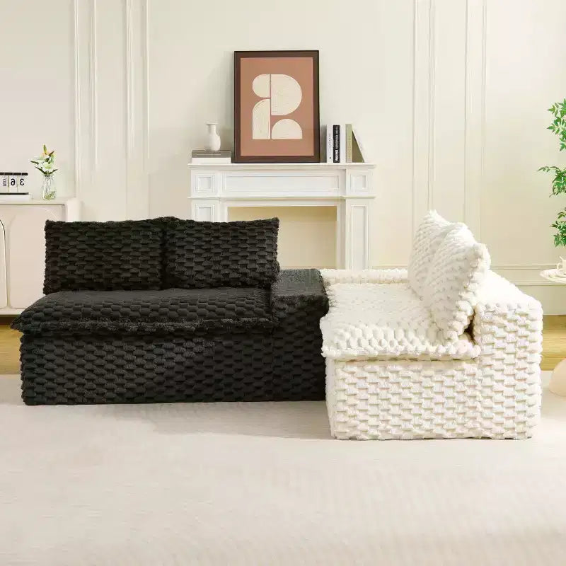 Canapé d'angle modulable moderne color-block, canapé nuage en velours tortue à assise profonde pour salon, chambre ou appartement - Panipeachy