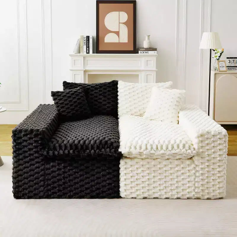 Canapé d'angle modulable moderne color-block, canapé nuage en velours tortue à assise profonde pour salon, chambre ou appartement - Panipeachy