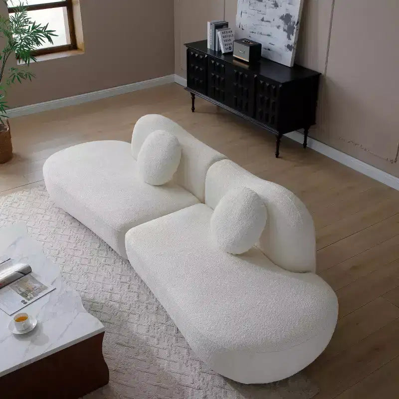 Canapé Modulaire Courbe Moderne Panipeachy avec Rembourrage en Boucle, Sectionnel Nuage 3 Places avec 2 Coussins pour Salon et Chambre à Coucher