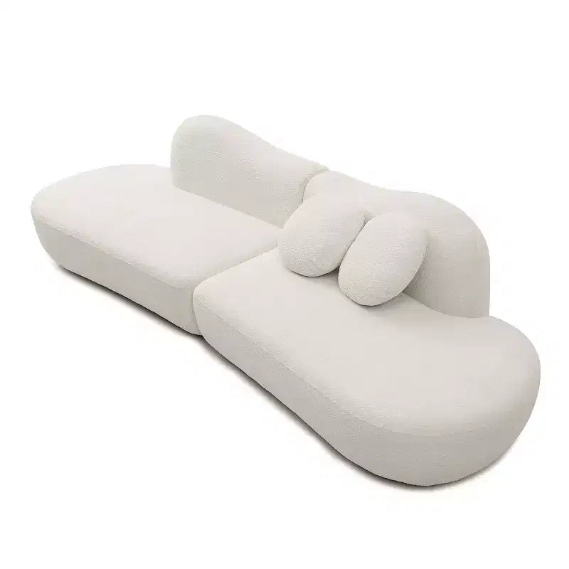 Canapé Modulaire Courbe Moderne Panipeachy avec Rembourrage en Boucle, Sectionnel Nuage 3 Places avec 2 Coussins pour Salon et Chambre à Coucher