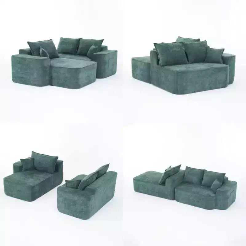 Canapé d'angle moderne en L avec méridienne, coussins extra profonds et accoudoirs larges, canapé molletonné en chenille pour salon ou espace de détente - Panipeachy