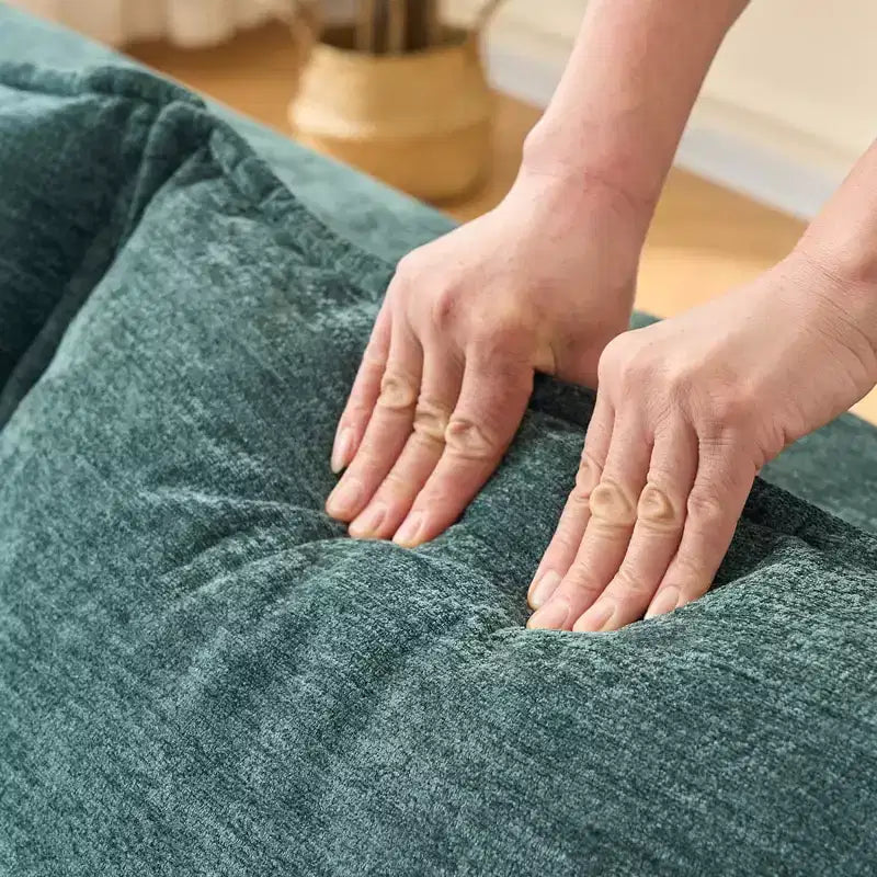Canapé d'angle moderne en L avec méridienne, coussins extra profonds et accoudoirs larges, canapé molletonné en chenille pour salon ou espace de détente - Panipeachy