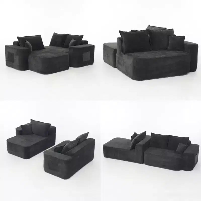 Canapé d'angle moderne en L avec méridienne, coussins extra profonds et accoudoirs larges, canapé molletonné en chenille pour salon ou espace de détente - Panipeachy