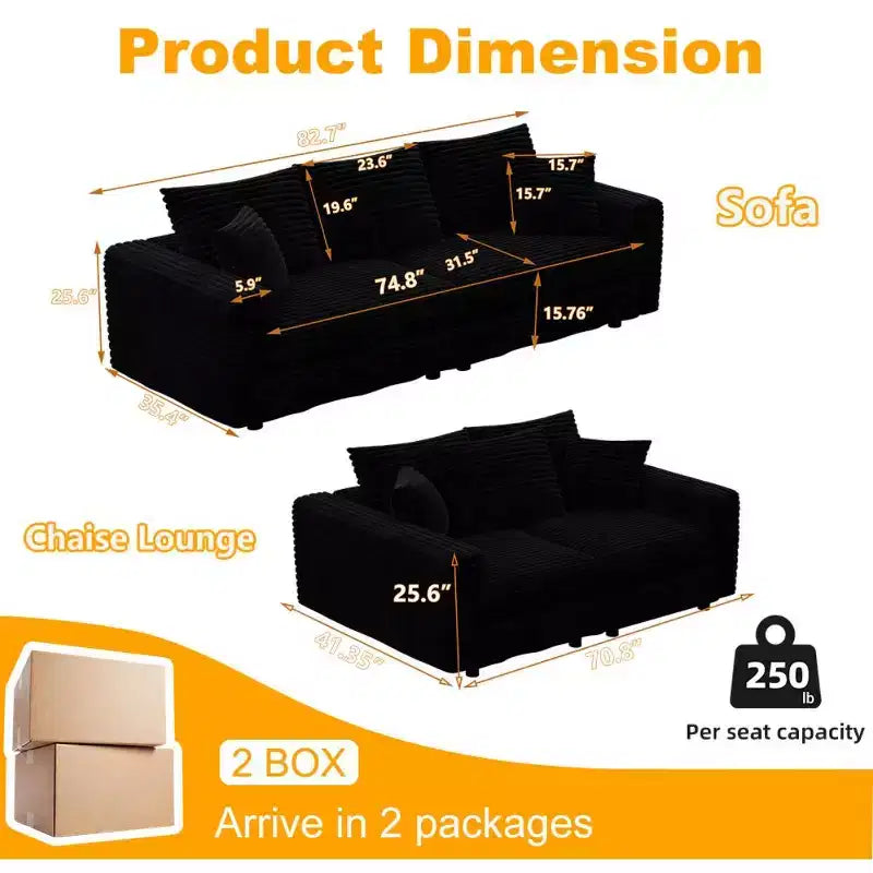 Canapé Sectionnel Modulable Convertible, Canapé Profond avec Coussins Moelleux, Canapé Nuage Moderne pour Salon, Chambre ou Appartement-Panipeachy