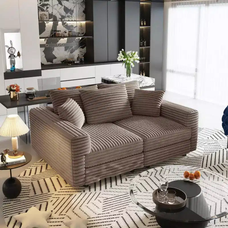 Canapé Sectionnel Modulable Convertible, Canapé Profond avec Coussins Moelleux, Canapé Nuage Moderne pour Salon, Chambre ou Appartement-Panipeachy