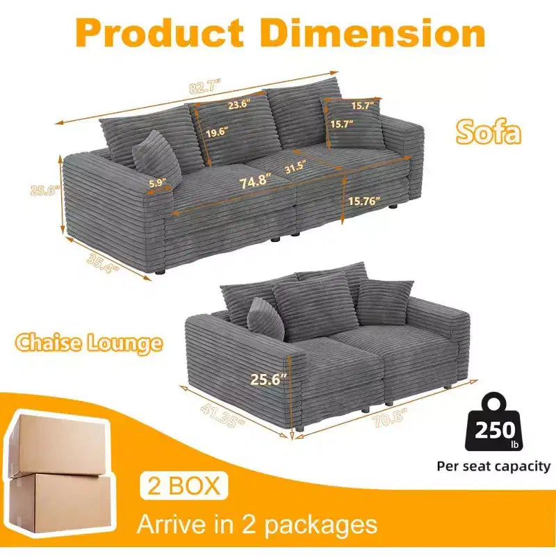 Canapé Sectionnel Modulable Convertible, Canapé Profond avec Coussins Moelleux, Canapé Nuage Moderne pour Salon, Chambre ou Appartement-Panipeachy