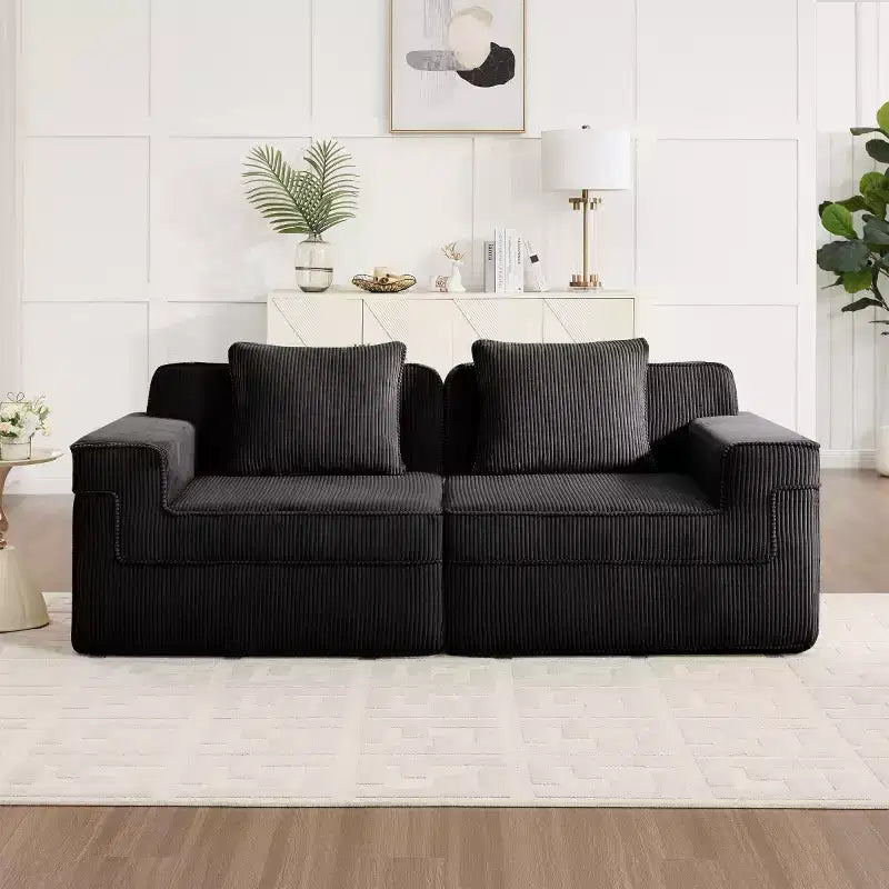 Canapé sectionnel modulaire à petite section, causeuse profonde en velours côtelé, canapé sectionnel moderne Cloud pour salon, chambre ou appartement - Panipeachy
