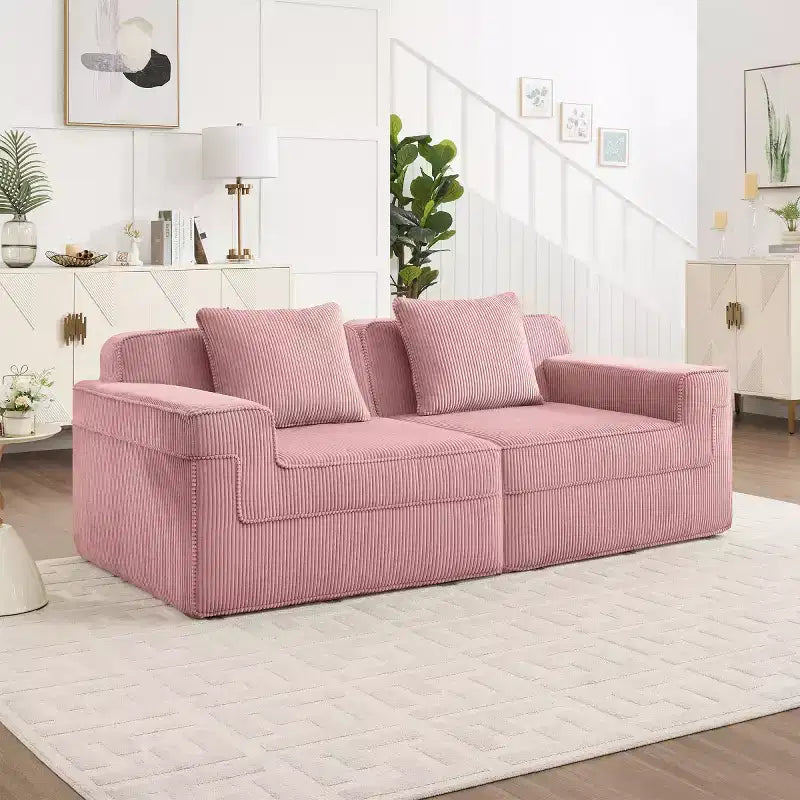 Canapé sectionnel modulaire à petite section, causeuse profonde en velours côtelé, canapé sectionnel moderne Cloud pour salon, chambre ou appartement - Panipeachy