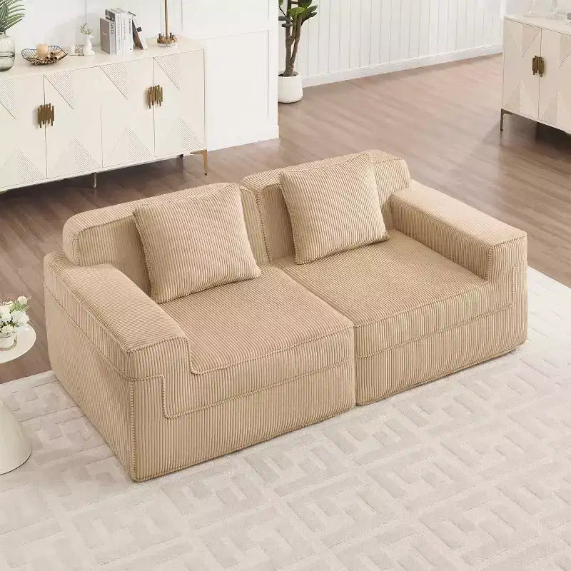 Canapé sectionnel modulaire à petite section, causeuse profonde en velours côtelé, canapé sectionnel moderne Cloud pour salon, chambre ou appartement - Panipeachy