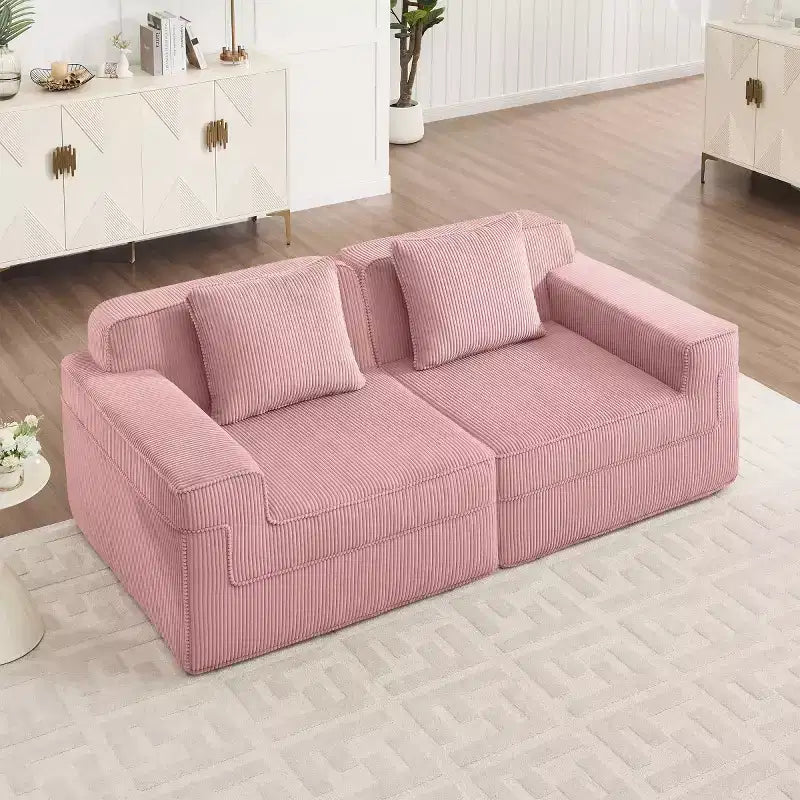 Canapé sectionnel modulaire à petite section, causeuse profonde en velours côtelé, canapé sectionnel moderne Cloud pour salon, chambre ou appartement - Panipeachy