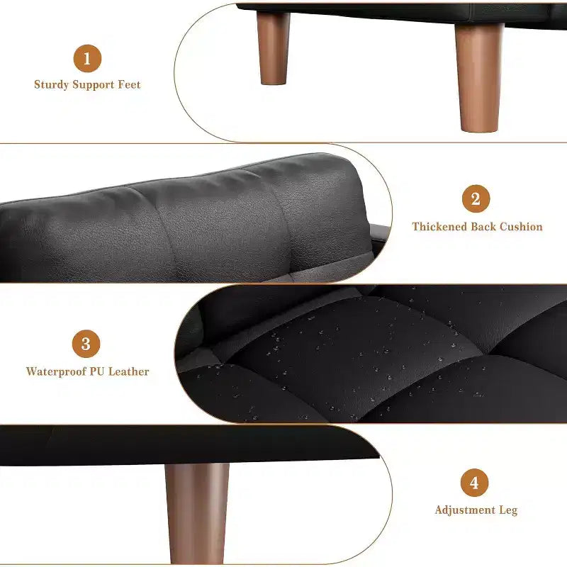 Canapé 3 places Acekool en similicuir 83, canapé moderne à assise profonde avec coussins à ressorts pour salon ou bureau