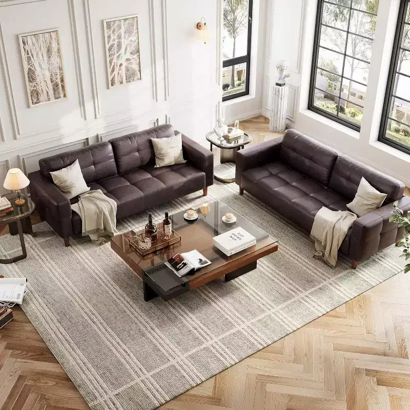 Canapé 3 places Acekool en similicuir 83, canapé moderne à assise profonde avec coussins à ressorts pour salon ou bureau