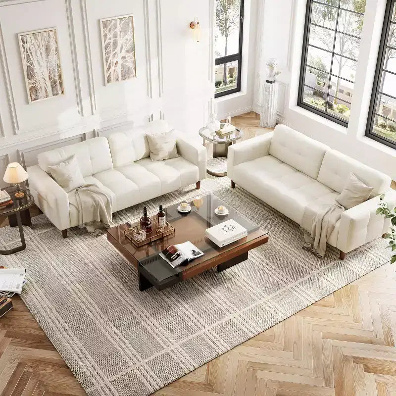 Canapé 3 places Acekool en similicuir 83, canapé moderne à assise profonde avec coussins à ressorts pour salon ou bureau